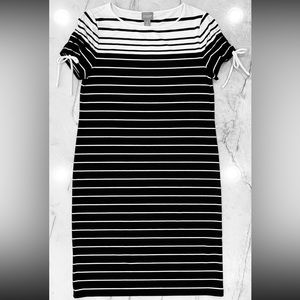 CHICO’s Black & White Striped T-Shirt Dress - NWT